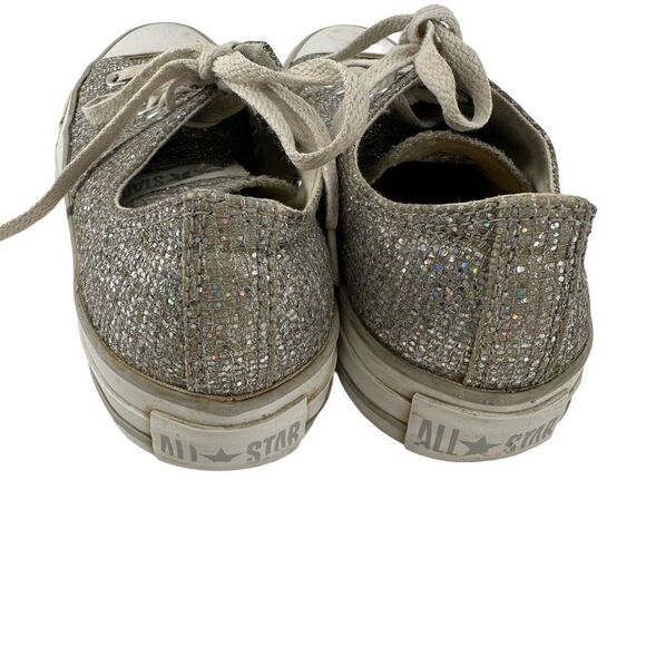 Converse All Star Low Top Sneakers Silver Glitter Womens Size 7 Prom Wedding - Picture 5 of 10